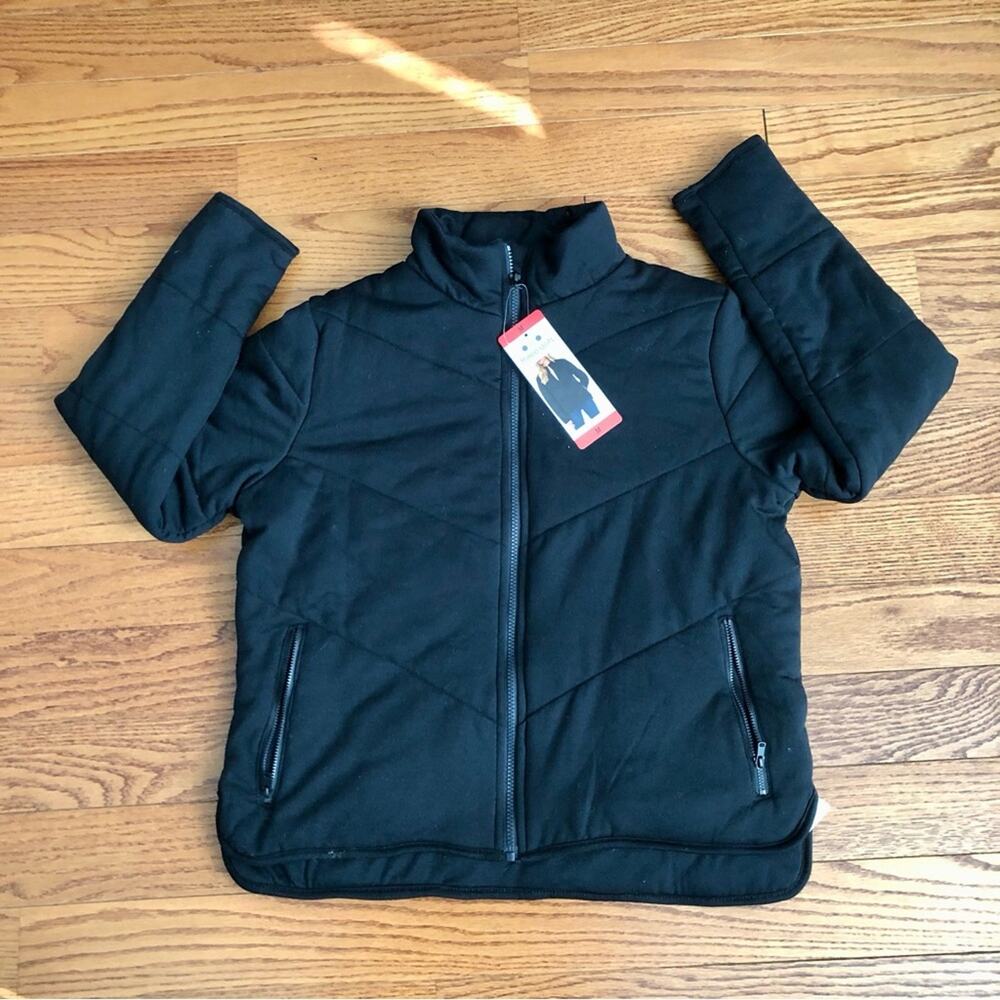 Three Dots Quilted Long Sleeves Zipper Pockets Black Jacket Women's Size M NWT - Picture 10 of 10